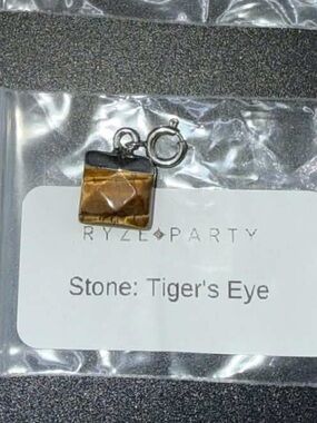RYZE Tiger's Eye Square Charm Bracelet Accent - Brown & goldstone charm NEW